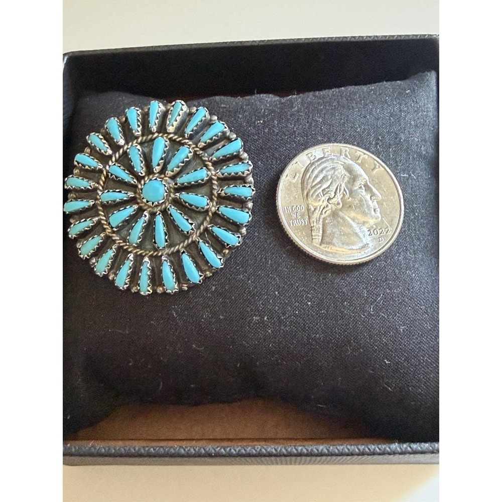Vintage Zuni sterling silver "needlepoint" brooch/pendant (VJB) - Picture 5 of 7